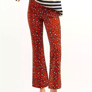 Anthropologie Maeve Kick Flare Pants Petite NWT PM Petite Medium Animal Motif